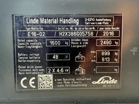 Elektro tříkolové VZV 2016  Linde E16-02 Elektrische heftruck accu 2022 interne lader (14)