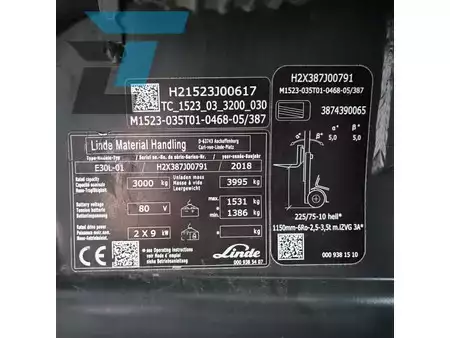 3-wiel elektrische heftrucks 2018  Linde E30L-01 Elektrische Heftruck (16)