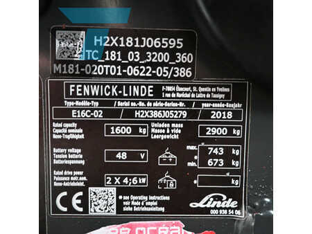 El truck - 3 hjulet 2018  Linde E16C-02 Elektrische heftruck (12)