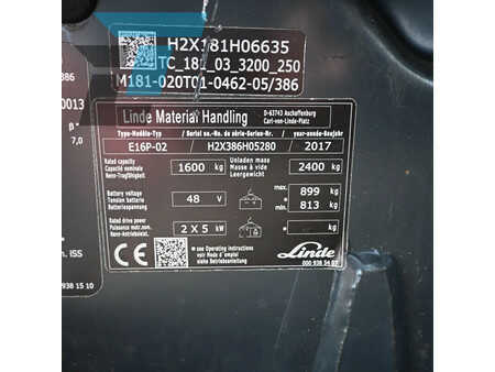 Elektro čtyřkolový VZV 2017  Linde E16P-02 Elektrische Heftruck (15)