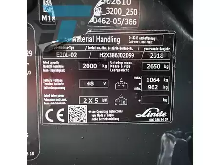 Eléctrico - 3 rodas 2018  Linde E20L-02 Linde E20L-02 Elektrische heftruck (14)
