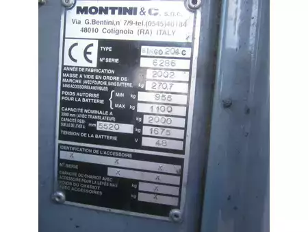 Carrelli elettrici 4 ruote 2002  Montini Bingo 204, elektrisch, triplex, side shift. (12)