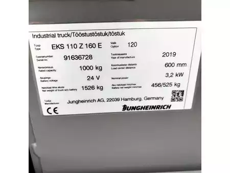 Vertikální vychystávací vozík 2019  Jungheinrich EKS 110Z 160 E 1200mm (6)