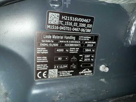 Elektromos 4 kerekű 2019  Linde E40-600 3500UUR [ACCU 2023]Triplex Vorkversteller cabine Sideshift Freelift (12)