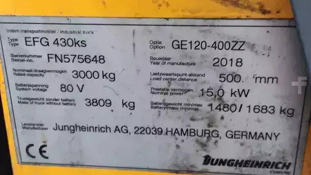 Elektryczne 4-kołowe 2018  Jungheinrich EFG 430ks (4)