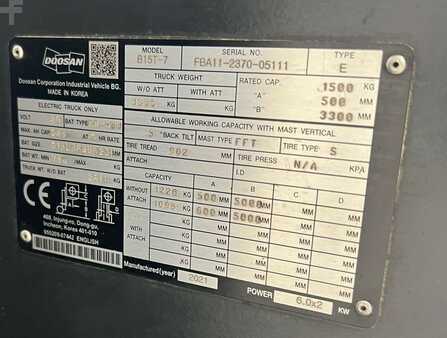 Doosan B15T-7 // 2021 year // lithium-ion battery