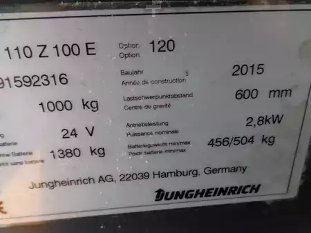 Vertical order pickers 2015  Jungheinrich EKS 110 (2)