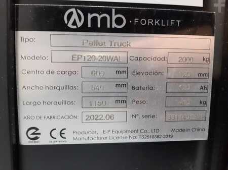 Nízkozdvižný vozík 2022  MB Forklift EPT20 20WAL Litio (12)