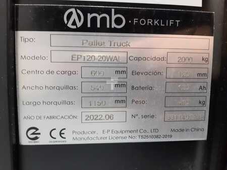 Electric Pallet Trucks 2022  MB FORKLIFT EPT20 20WAL Litio (12)
