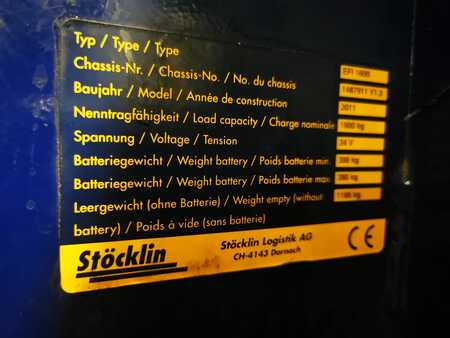 Wózek wysokiego podnoszenia 2011  Stöcklin EFI 1600 (4) 