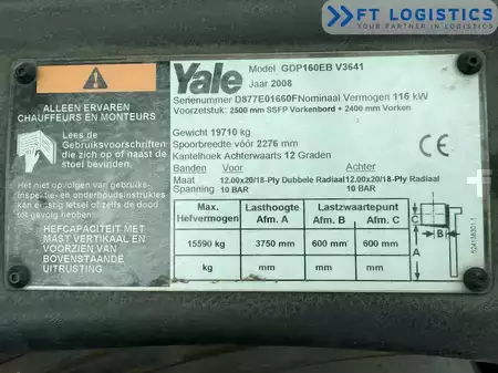 Empilhador diesel 2008  Yale GDP 160EB | DIESEL | DUPLEX 3700MM | AFTER SERVICE | READY TO WORK (2)