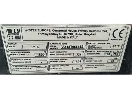 El-pallevogn 2018  Hyster P1.6 (10)
