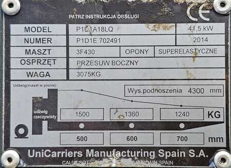 Carretilla elevadora GLP 2014  Unicarriers DX 18  P1D1A18LQ (8)