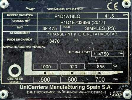 Carretilla elevadora GLP 2017  Unicarriers DX 18  P1D1A18LQ (9)
