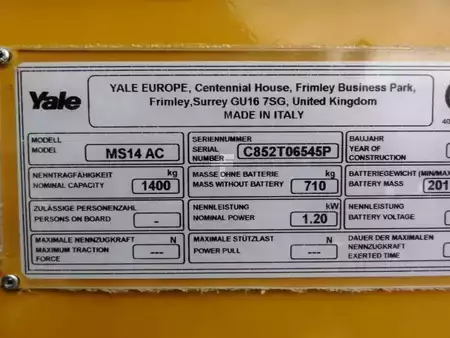 Ruční vysokozdvižný vozík 2003  Yale MS 14 IL (8)