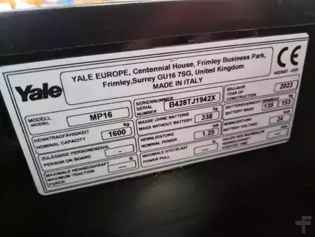 Nízkozdvižný vozík 2023  Yale MP16 (2)