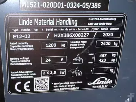 Carrelli elettrici 3 ruote 2020  Linde E 12 - 02 (3)
