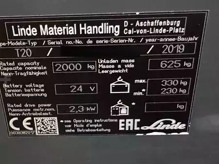 Porta-paletes elétrico 2019  Linde T 20 AP (3)
