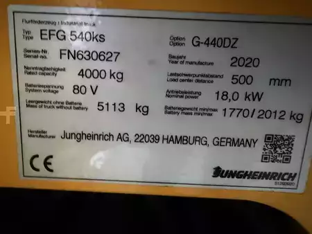 Carrelli elettrici 4 ruote 2020  Jungheinrich EFG 540 (9)