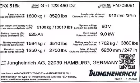 Montacargas de Pasillo Angosto 2023  Jungheinrich EKX516K (8)