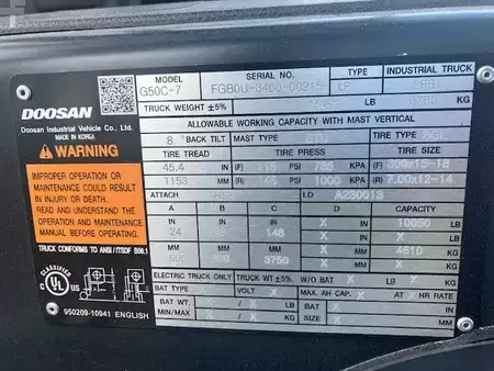 Propane Forklifts 2024  Doosan G50C-7 (5)
