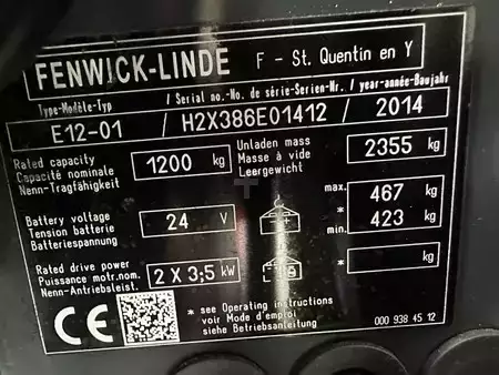 Chariots électriques à 4 roues 2014  Linde E12-01 / SIDE SHIFT / DUPLEX (25)