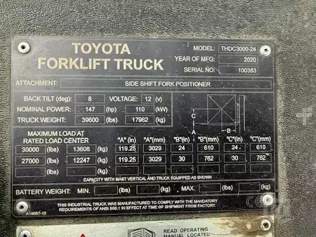Montacargas GLP 2020  Toyota THDC3000-24 (2)