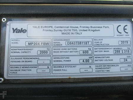 Elektrische palletwagens 2019  Yale MP20X (7)