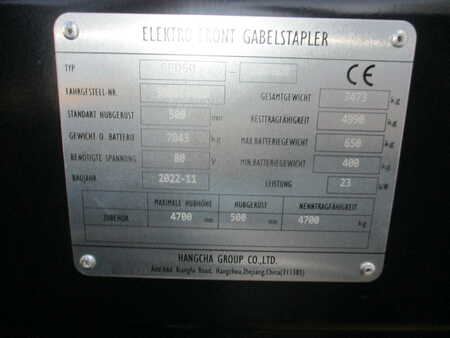 Elektro čtyřkolový VZV 2022  HC (Hangcha) CPD50-XXD4-SI28 (7)