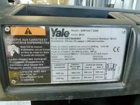 3-wiel elektrische heftrucks 2012  Yale ERP15VTSWB (17)
