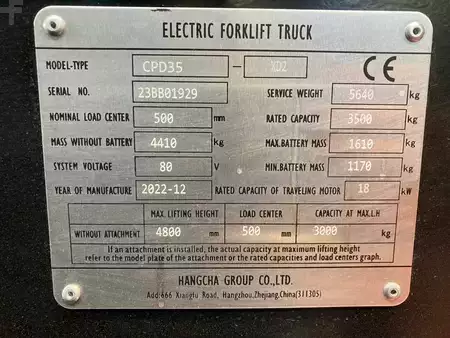 4-wiel elektrische heftrucks 2022  HC (Hangcha) CPD35-XD2 (6)