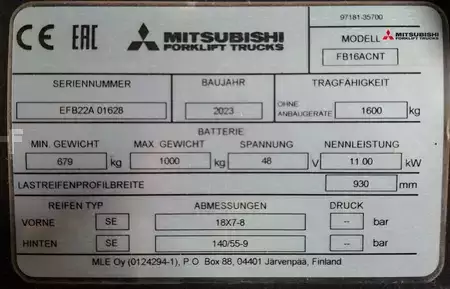 Elektro 3 Rad 2023 Mitsubishi FB 16 ACNT (6)