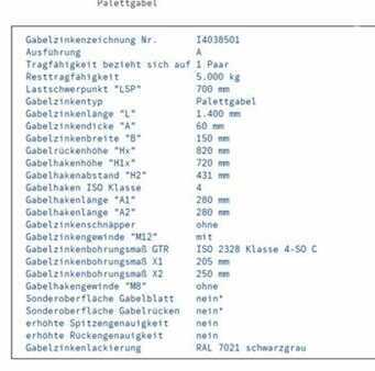 Vidlice 2023  Hubtex Gabelzinken 1400 x 150 x 60 mm (2)