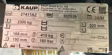 Zinkenverstellgerät mit Seitenschub 1991  Kaup 2T411ZA, Breite 1.330 mm (5)