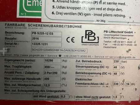 Pracovní plošina s nůžkovým zdvihem 2016  PB S225-12ES (11)