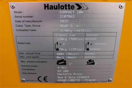 Pracovní plošina s nůžkovým zdvihem  Haulotte COMPACT 10N Valid Inspection, *Guarantee! 10m Work (6)