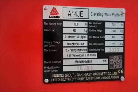 Kloubová pracovní plošina  LGMG A14JE Guarantee! Electric, Only 39h Working Hours, (6)