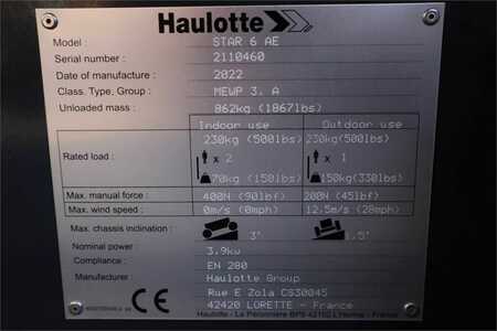 Plataforma Articulada  Haulotte STAR 6AE Valid inspection, *Guarantee! Electric, N (6)