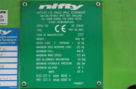 Kloubová pracovní plošina  Niftylift HR17NE Electric, 4x2 Drive, 17m Working Height, 9. (6)
