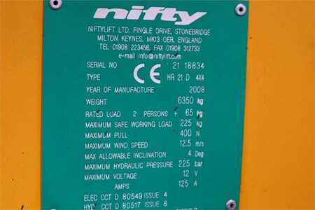 Podnośnik przegubowy  Niftylift HR21D 4x4 Electric, 4x2 Drive, 17m Working Height, (6)