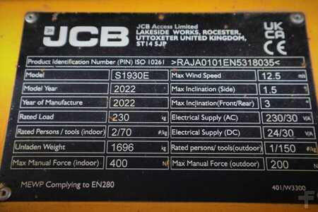 Pracovní plošina s nůžkovým zdvihem  JCB S1930E Valid inspection, *Guarantee! New And Avail (12)