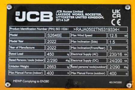 Pracovní plošina s nůžkovým zdvihem  JCB S2646E Valid inspection, *Guarantee! New And Avail (12)