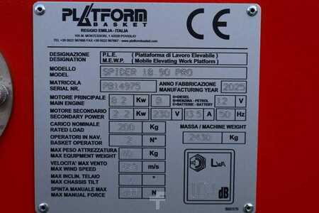 Articulated Boom - Platform Basket Spider 18.90 PRO CE Declaration, Valid inspection, (6)