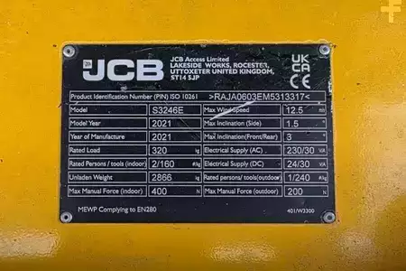 Pracovní plošina s nůžkovým zdvihem - JCB S3246E Electric, 12m Working Height, 320kg Capacit (6)