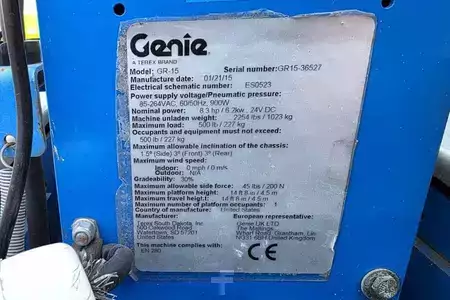 Senkrechtarbeitsbühne - Genie GR15 Electric, 6.5m Working Height, 227kg Capacity (6)