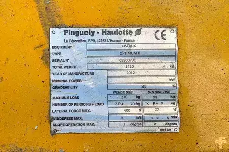Sakse arbejds platform  Haulotte Optimum 8 Electric, 7.77m Working Height, 230kg Ca (5)