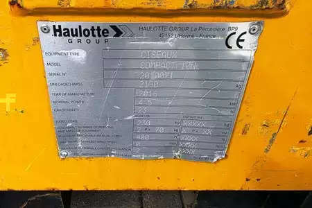 Plataforma Tijera - Haulotte Compact 10N Electric, 10m Working Height, 230kg Ca (5)