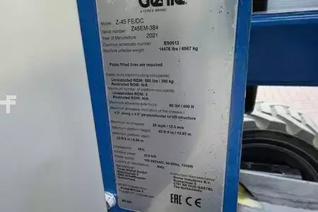 Nacelle articulée 2021  Genie Z-45 FE/DC Valid inspection, Hybrid, Rough Terrain (6)