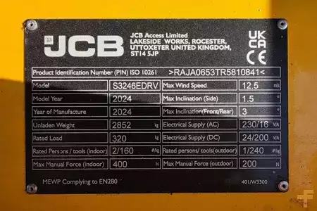 Plataforma Tijera 2024  JCB S3246E Electric, 12m Working Height, 320kg Capacit (6)