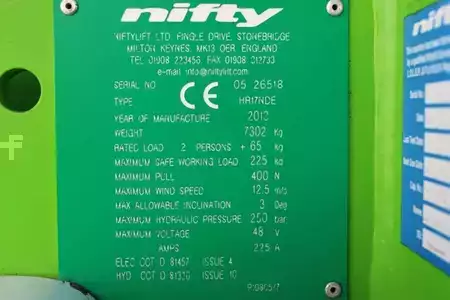 Plataformas articuladas 2013  Niftylift HR17NDE HYBRIDE Hybrid Battery & Diesel, 17m Worki (18)